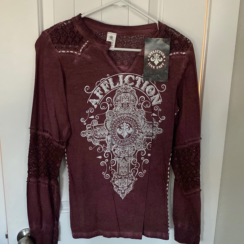 NWT - Affliction western style, long sleeve top